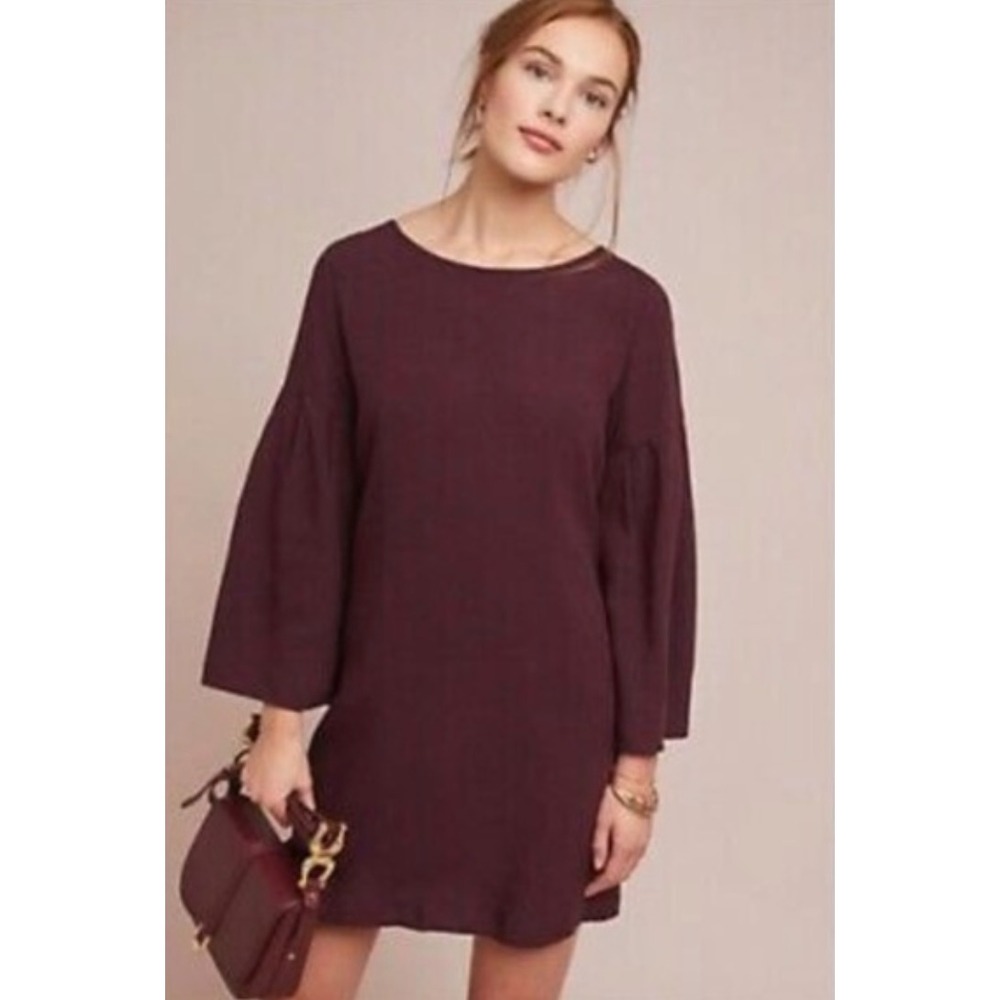 Cloth & Stone Anthropologie Purple Bell Sleeve Tunic Dress NWT Size S Made in US - Picture 10 of 12